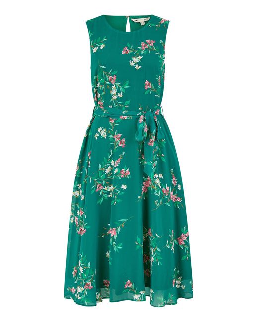 Yumi' Green Daisy Print Skater Dress
