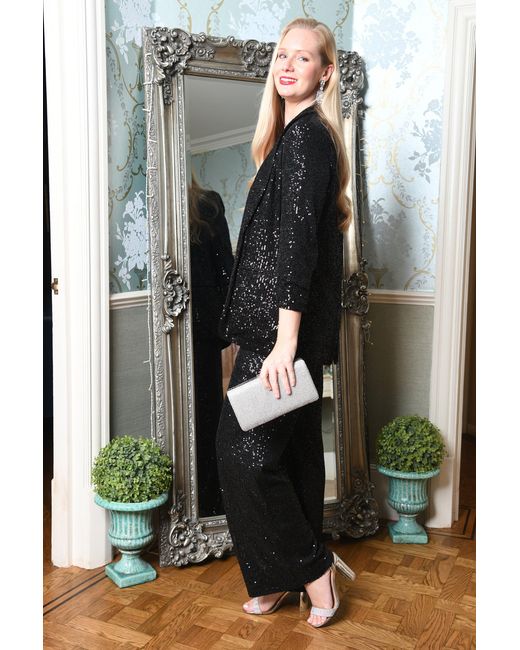 Yumi' Black Sequin Blazer With Pockets