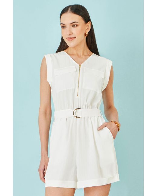 Yumi' White Utility Style Playsuit