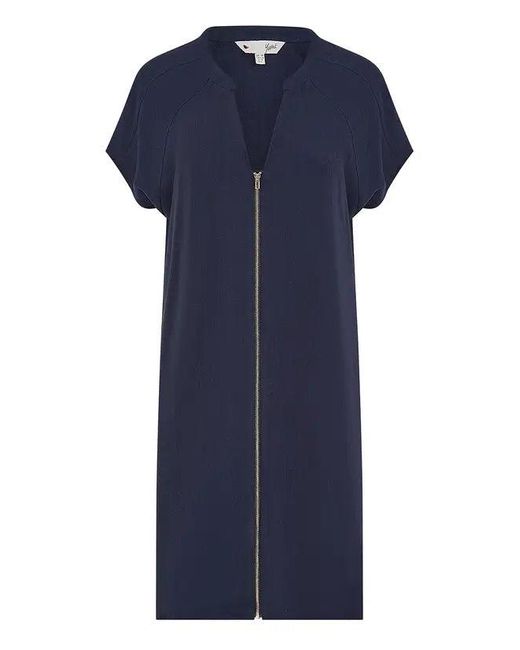 Yumi' Blue Viscose Zip Tunic Dress