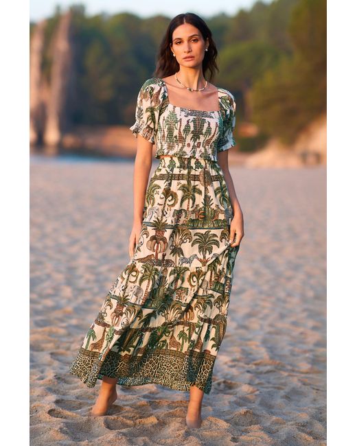 Yumi' Multicolor Cotton Voile Safari Midi Skirt