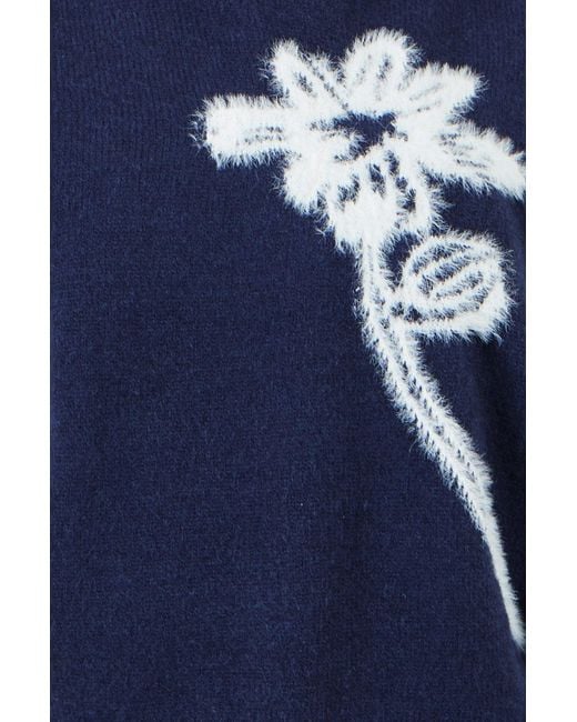 Yumi' Blue Knitted Flower Sleeveless Jumper Vest