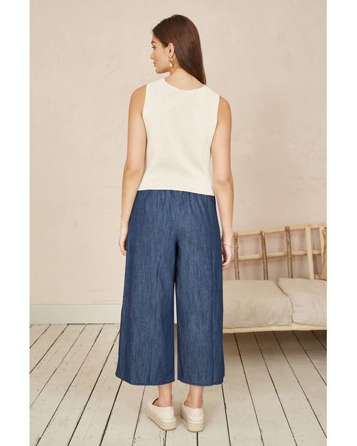 Yumi' Blue Chambray Denim Culottes