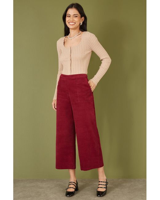 Yumi' Red Oatmeal Fitted Rib Button Up Cardigan