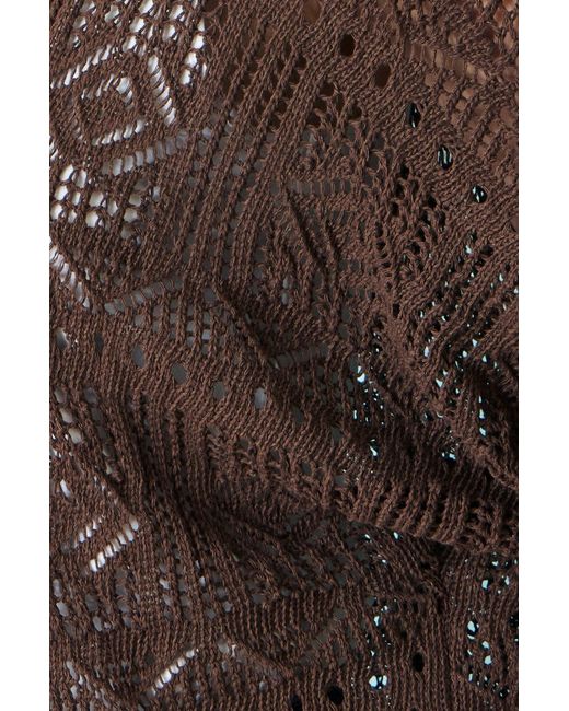 Yumi' Brown Crochet Edge To Edge 3/4 Sleeve Cardigan