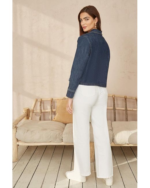 Yumi' Blue Denim Jacket With Patch Pockets
