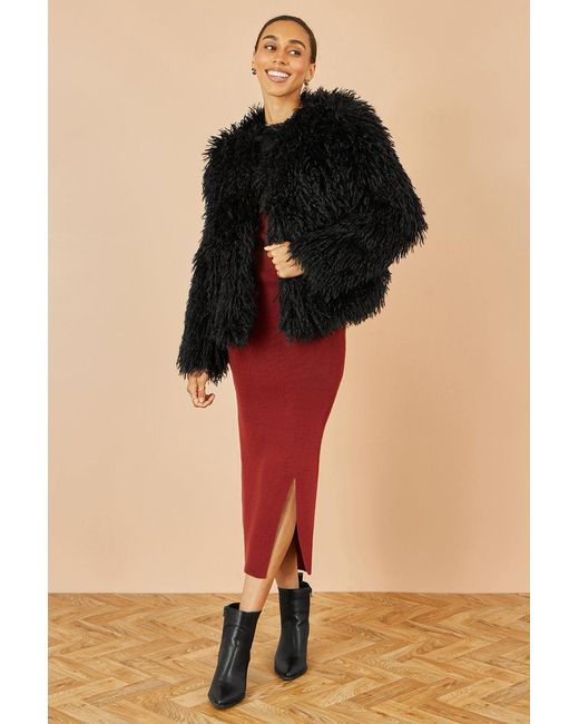 Yumi' Black Luxe Fluffy Faux Fur Coat