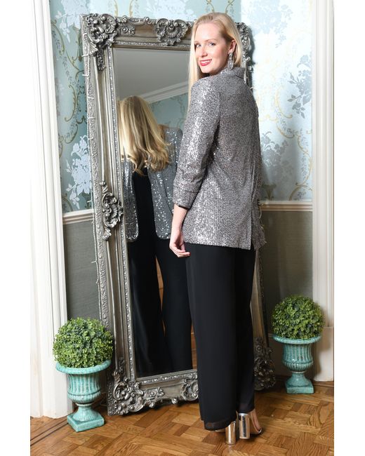 Yumi' Gray Sequin Blazer With Pockets