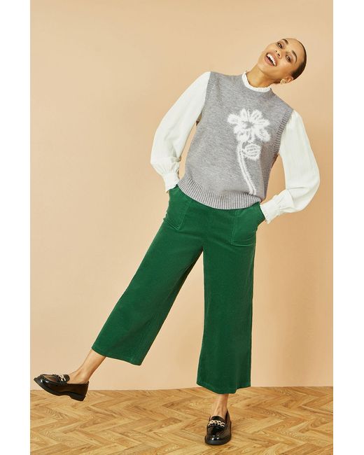 Yumi' Gray Knitted Flower Sleeveless Jumper Vest