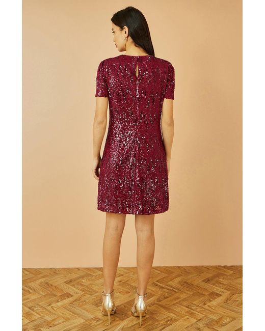 Yumi' Red Sequin Stretch Tunic Dress