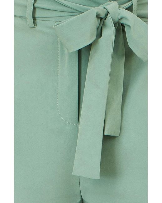 Yumi' Green Stretch Capri Pants With Tie Belt