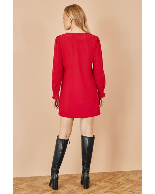 Yumi' Red Cord Tunic With Ruched Sleeve