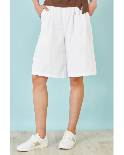 Yumi' White Cotton Bermuda Shorts