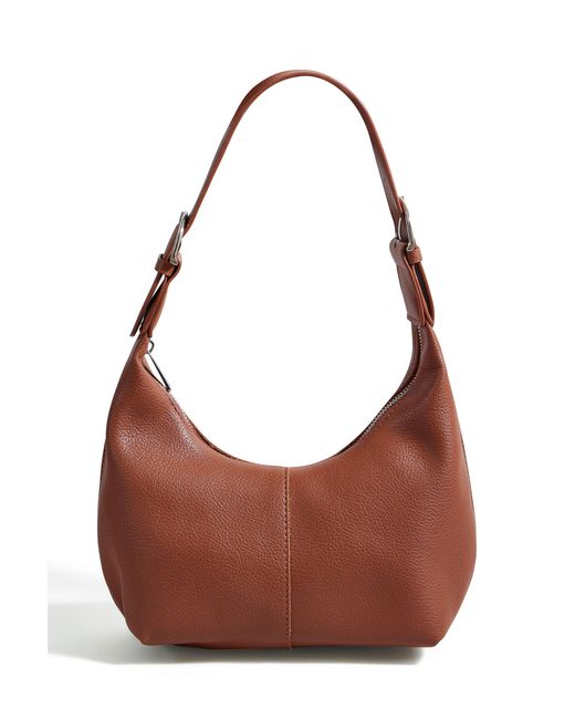 Yumi' Brown Shoulder Scoop Bag With Buckle