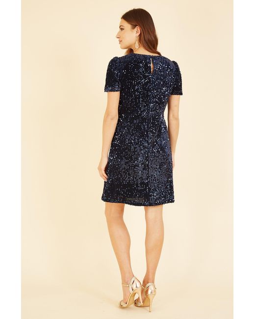 Yumi' Blue Sequin Tunic Dress