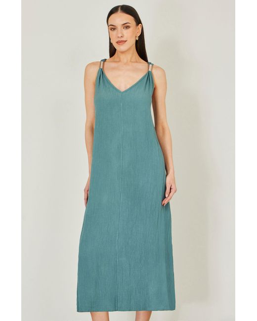 Yumi' Blue Viscose Maxi Beach Dress