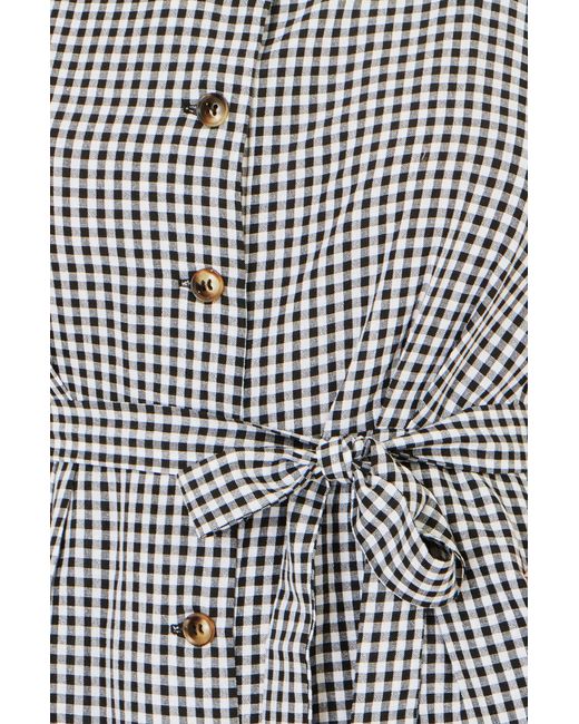 Yumi' Gray Gingham Button Through Jumpsuit