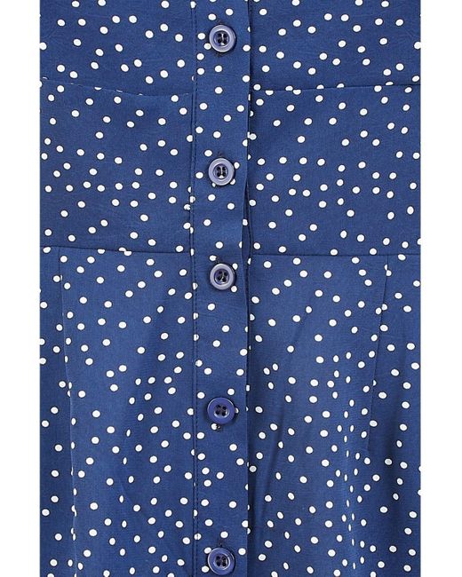 Mela Blue Spot Print Button Up Playsuit