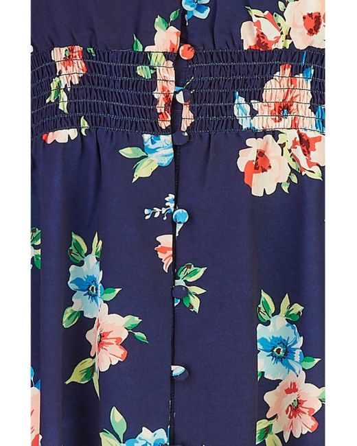 Mela London Blue Mela Floral High Low Frill Midi Dress