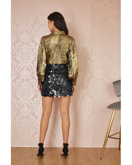 Yumi' Natural Big Sequin Mini Skirt