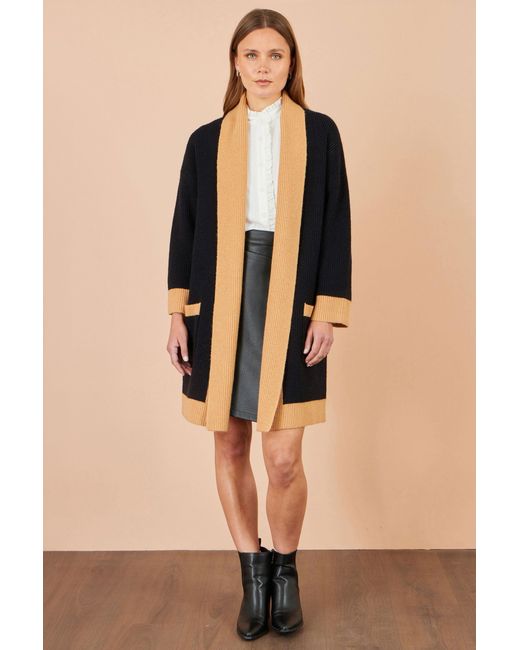 Yumi' Black Open Cardigan With Contrast Border