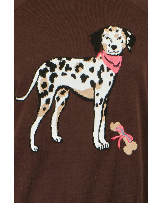 Yumi' Blue Dalmatian Intarsia Relaxed Jumper