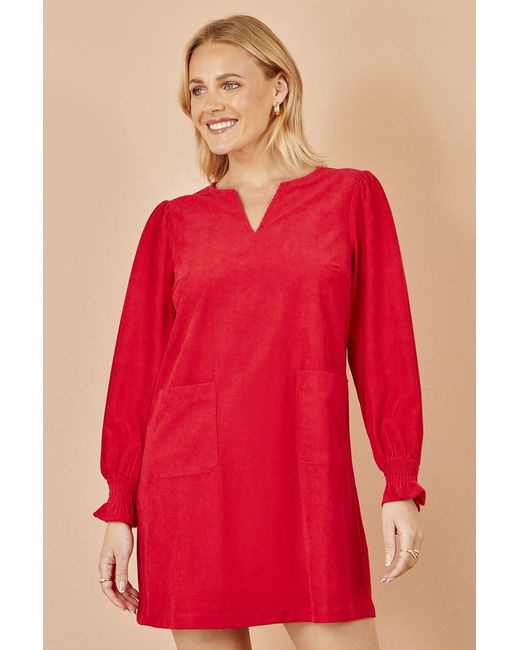 Yumi' Red Cord Tunic With Ruched Sleeve