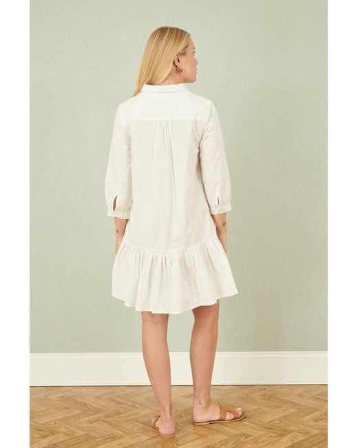 Yumi' Natural Cotton Flower Tunic Dress