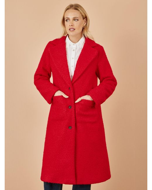 Yumi' Red Boucle Long Line Coat