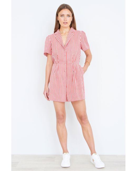 Yumi' Pink Stripe Retro Playsuit