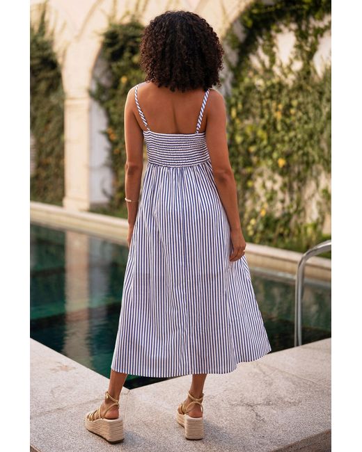 Yumi' Black Stripe Cotton Sun Dress With Ruched Back