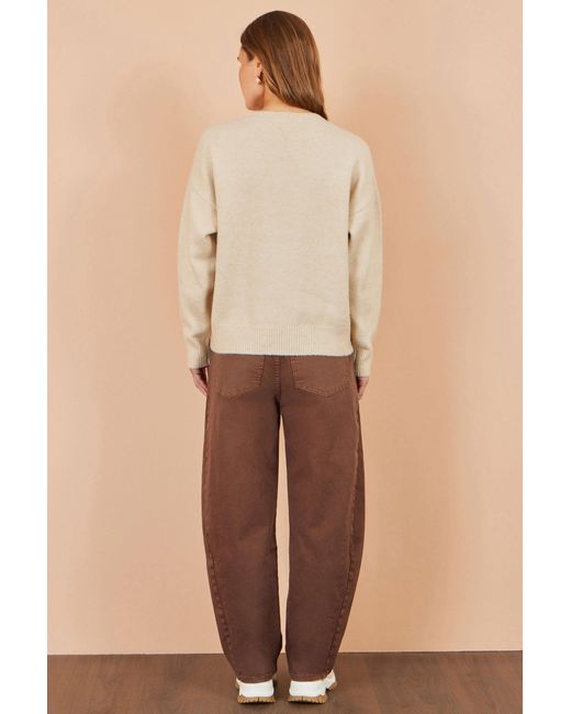 Yumi' Natural Relaxed Crochet Flower Jumper
