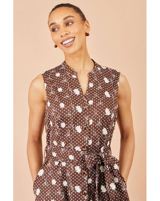 Yumi' Natural Cotton Embroidery Shirt Dress