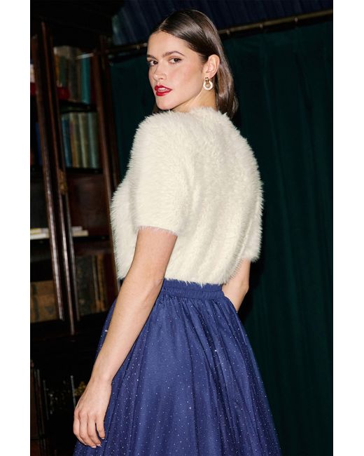 Yumi' Black Fluffy Short Sleeve Jumper