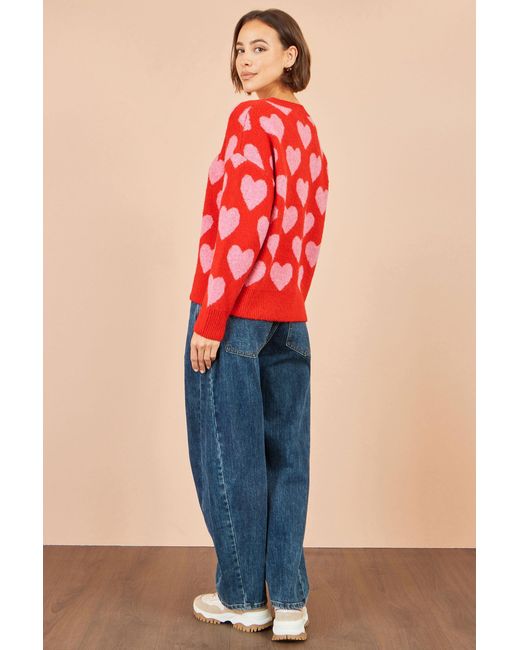 Yumi' Red Heart Intarsia Relaxed Jumper