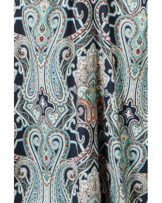 Yumi' Blue Paisley Print Midi Dress