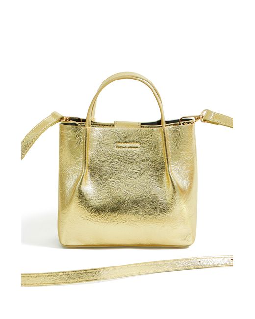 Yumi' Orange Metallic Small Tote Bag