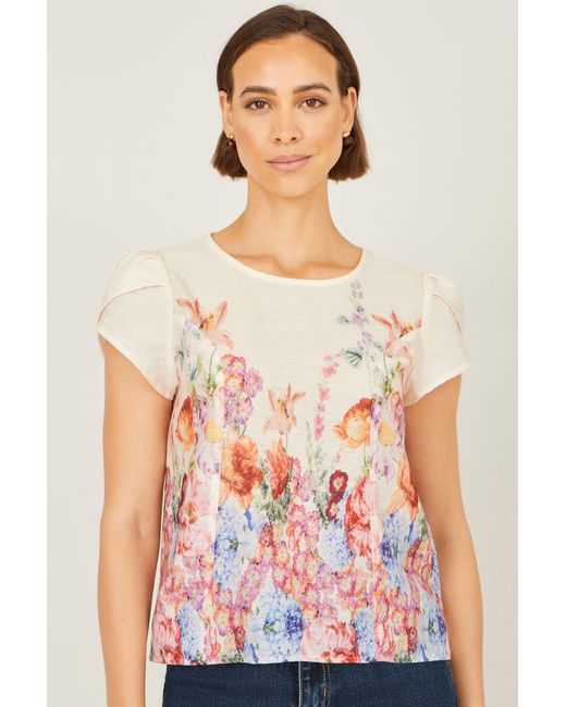 Yumi' Pink Floral Border Top