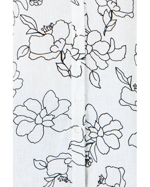 Yumi' White Scribble Floral Embroidered Shirt