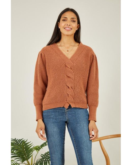 Mela Blue Slash Neck Cable Knit Jumper