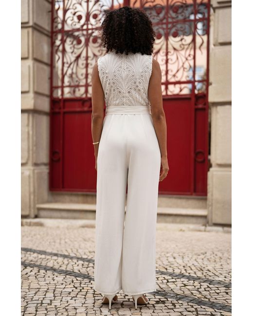 Yumi' Red Lace Sleeveless Jumpsuit