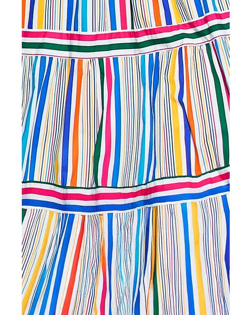 Yumi' Blue Multicolour Stripe Cotton Midi Sun Dress