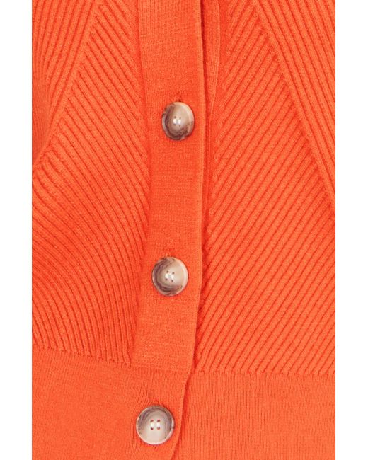 Yumi' Orange Relaxed Fit Cardigan With Stitch Detail