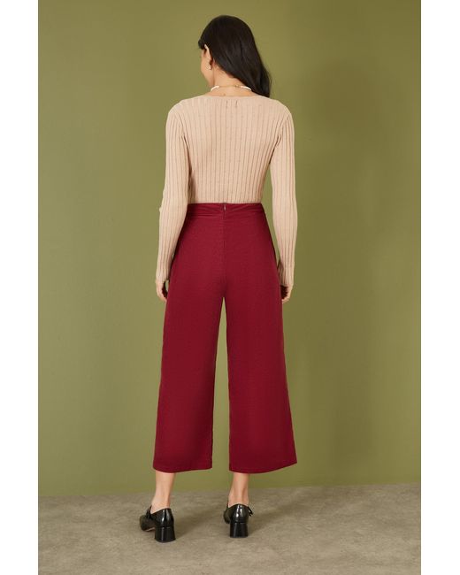Yumi' Green Cord Cropped Wide Leg Trousers With Pockets