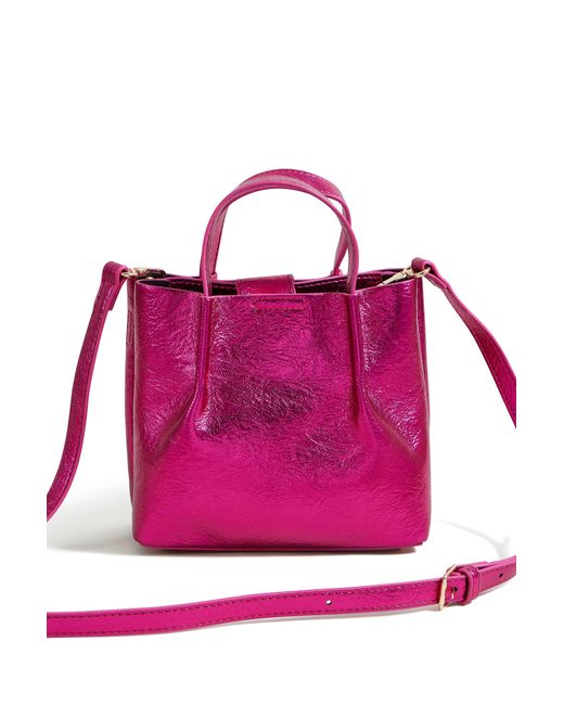 Yumi' Pink Metallic Small Tote Bag
