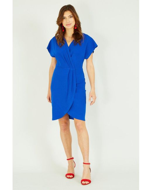 Mela London Blue Mela Wrap Front Dress Colour: Cobalt