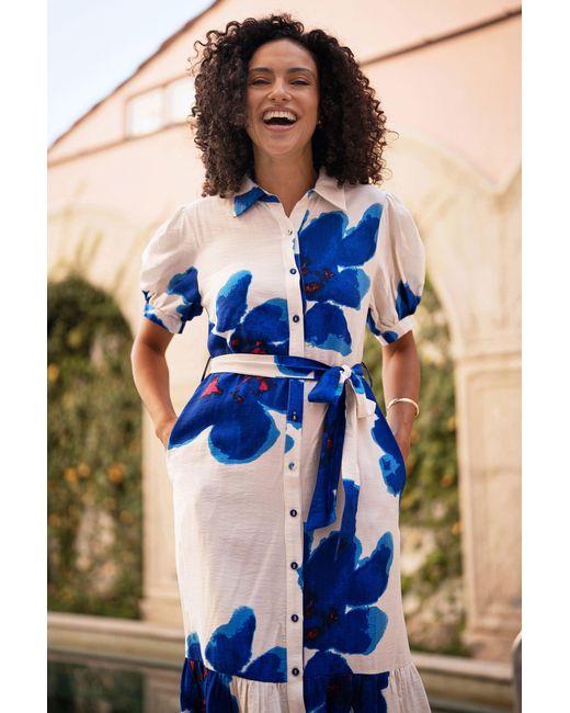 Yumi' Black Scattered Floral Shirt Dress