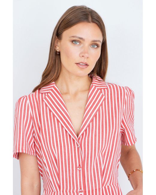 Yumi' Pink Stripe Retro Playsuit