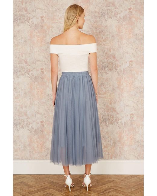 Yumi' Blue Mesh Tulle Skirt