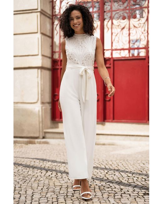 Yumi' Red Lace Sleeveless Jumpsuit